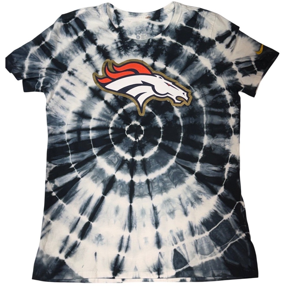 Nike Denver Broncos Super Bowl 50 Tie Dye Shirt Womens Large NFL Graphic‎ Tee